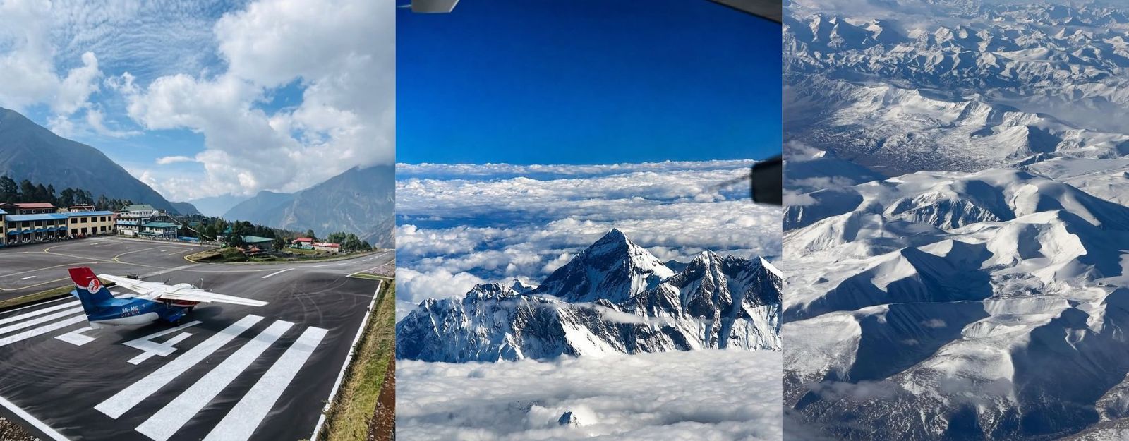 The Everest Mountain Aerial view flight